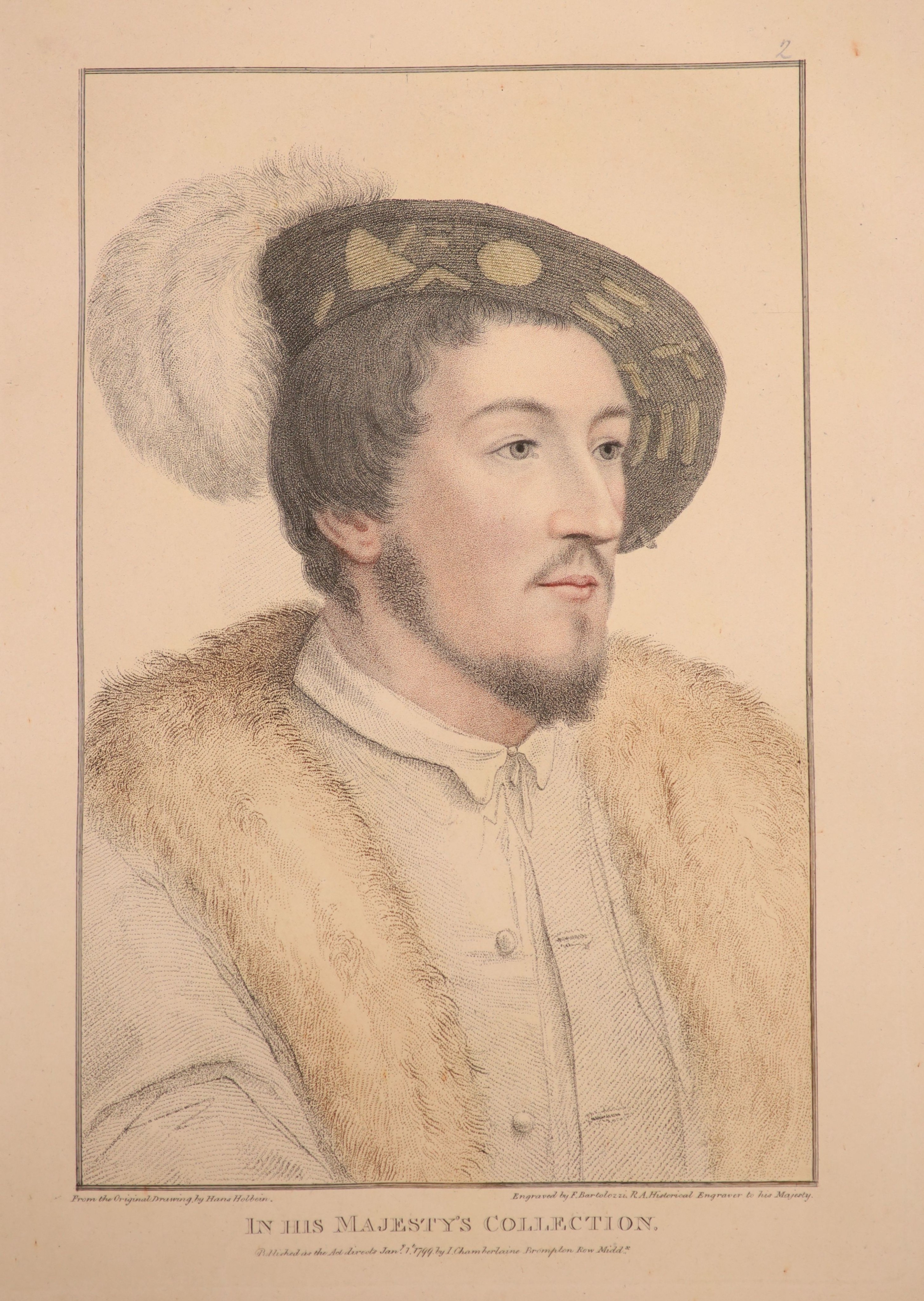Holbein, Hans - Imitations of Original Drawings by Hans Holbein in the Collection of His Majesty, for the Portraits of Illustrious Persons of the Court of Henry VIII, 2 vols bound in 1, folio, tan morocco gilt, biographi